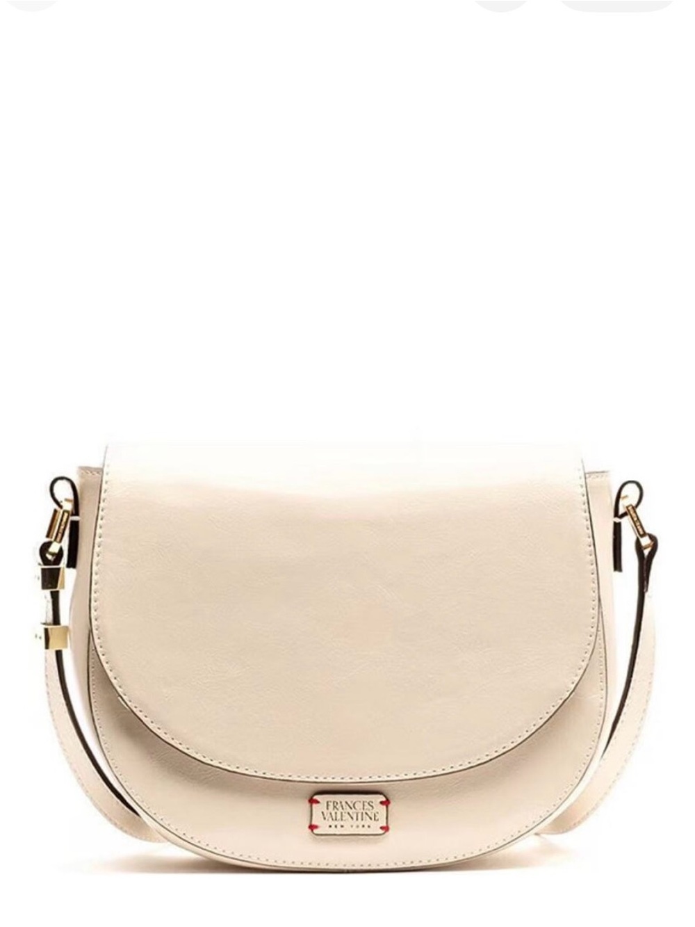 Frances Valentine Mini Ellen Saddle Bag Crossbody Crinkled Leather Oyster New
